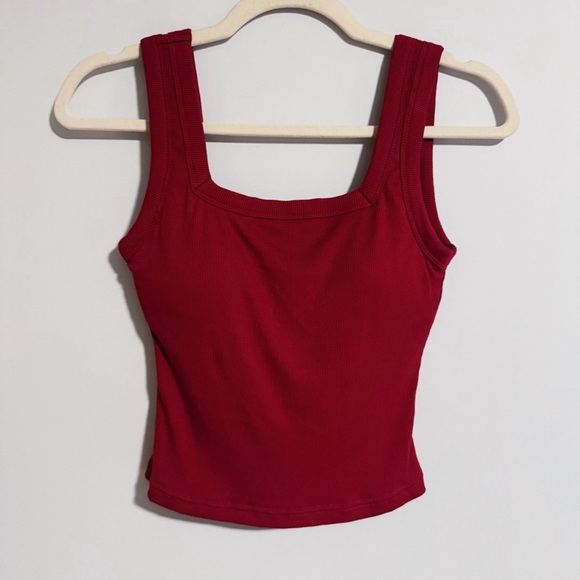 OGL - Red Ribbed Square Neck Tank - Picture 1 of 4
